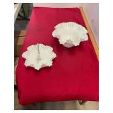 2 Piece Ruffled Hobnail Milk Glass
