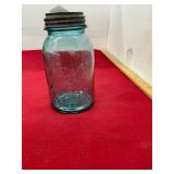 Rare #13 Bootlegger Blue Ball Mason Glass Jar