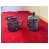 Carnival Glass Creamer and Sugar