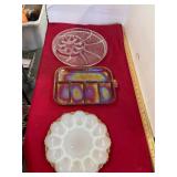 Vintage Carnival Glass and Egg Plates