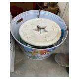Metal Bucket with Outdoor Decor and Garden Items