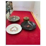 Pottery, Couroc, Heart Plate, Brass Lot