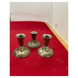 3 Sterling Weighted Candle Holders
