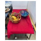 Carnival Glass  Bowl and Fake Fruit Bowl