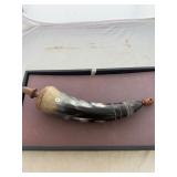 Decorative Intricate Carved Powder Horn