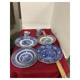 Blue & White Porcelain Hanging Plates & Cups