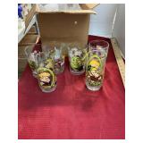 Vintage Cartoon Shrek and Flintstones Glasses