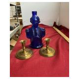 Brass Candlesticks and George Washington Bottle