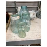 5 Antique Blue Mason Jars