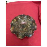 "Good Luck" Northwood Carnival Glass Bowl