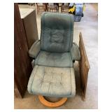 Vintage Blue Chair with Foot Rest