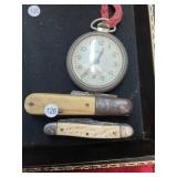 2 Vintage Pocket Knives and Pocket Wtch