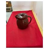 Vintage Brown Ribbed Stoneware Pitcher