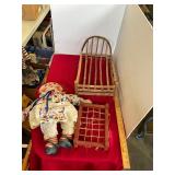 Raggedy Ann Doll with Antique Doll Furniture