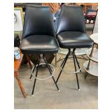 2 Vintage MCM Black  Tall Bar Stool Chairs