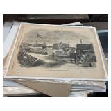 Antique civil War Print & Ship Picture Lot