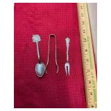 Silver Plate Log Cabin Spoon, Tongs, Olive Fork