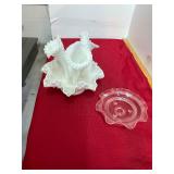 Fenton White Milk Glass Diamond Lace Hobnail