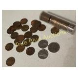 Vintage Coin Collection: Assorted Pennies and Nick