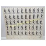 Vintage Stamp Sheet Featuring Iconic Western Figur