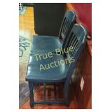 Set of Two Blue Wooden Chairs