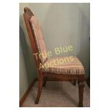 Antique Wooden Dining Table Set with Upholstered C