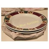Ceramic Dinner Plates with Geometric Design (Set o