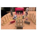 Festive Christmas Candle Holders and Lighted Tree