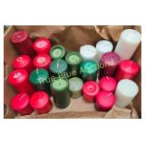 Assorted Holiday Pillar Candles - Red, Green, and