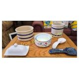 Rustic Ceramic Kitchen Crocks with Floral and Spec