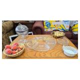 Crystal Serving Tray with Decorative Fruit Basket
