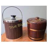 Vintage Ice Bucket and Wooden Canister Set - Timel