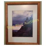 Framed Sunset Lighthouse Photography Print