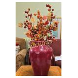 Burgundy Ceramic Vase with Autumn Floral Arrangeme