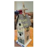 Rustic Wooden Church Birdhouse with Welcome Sign