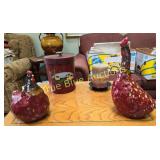 Decorative Ceramic Chicken Set with Vintage Painte