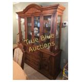Ornate Wooden China Cabinet with Glass Display Doo