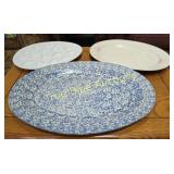 Assorted Platters and Blue Spatterware Bakeware Se