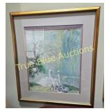 Framed Swan Family Artwork