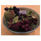 Elegant Decorative Glass Bowl with Faux Fruit Arra