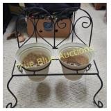 Charming Vintage Double Plant Stand with Decorativ