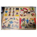 Vintage Wooden Puzzle Set: Colorful Circus and Spa