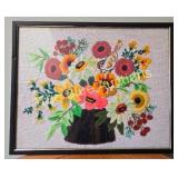 Vibrant Floral Embroidery with Bird Motif - A Time