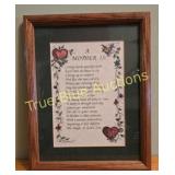 Framed Inspirational Poem "A Mother Isï¿½