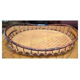 Handcrafted Woven Basket Tray with Wooden Frame