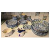 Charming Vintage Blue and White Dinnerware Set - P