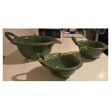 Vintage Green Ceramic Nesting Bowls (Set of 3)