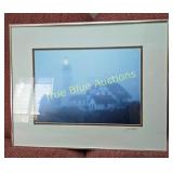 Framed Misty Lighthouse Photograph