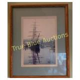 Hand-Printed Nautical Ship Artwork by Ray I. Doan