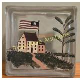 Handcrafted Patriotic Glass Block D©cor